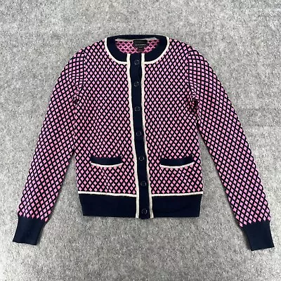 J Crew Collection Womens Pink Diamond Print Italian Cashmere Sweater Size XXS • $44.99