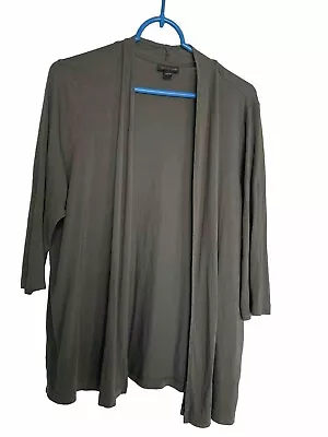 J Jill Wearever Collection Olive Green Open Front Drape Collar Cardigan Sz Large • $14.99