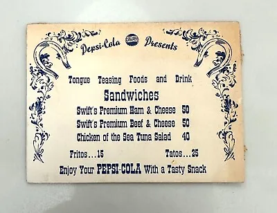 Disneyland Very Early Golden Horseshoe Pepsi Cola Menu Table Card Vintage Rare • $84.30