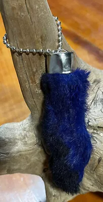 New Royal Blue Good Luck Rex RABBITS FOOT Key Chain Zipper Pull School Charm • $7.59