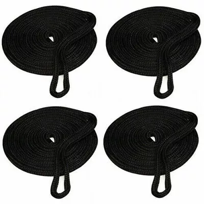 4pcs 3/8 Inch×15 FT  Double Braid Nylon Dock Line-Black Dock Rope Boat Up To 25' • $23.99