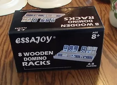 Wooden Domino Trays/Racks/Holders Set Of 8 Tile Holders For Mexican Train #1936 • $27.95