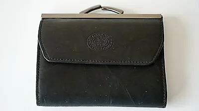 London Leather Goods Black Women`s Small Wallet Purse Used Coins Cards Notes • £16