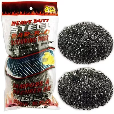 4  LARGE STEEL WOOL SCRUBBER CLEANING PADS Grill BBQ Kitchen Bathroom Wire • $7.95