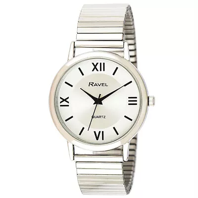 Ravel Gent's Classic Round Expanding Bracelet Watch With Roman Numerals Silver • £9.95