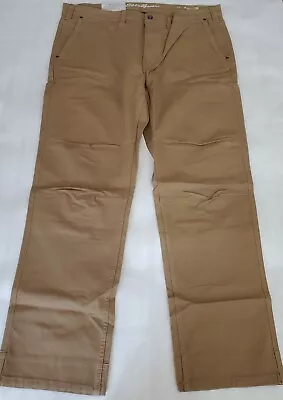 Eddie Bauer Utility Pants Mens 40X34 Relaxed Fit Brown Denim PhonePocket Stretch • $22.49