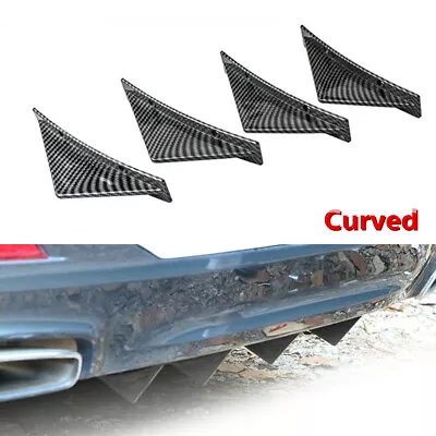 4Pcs Carbon Fiber Car Rear Bumper Diffuser Shark Fin Spoiler Lip Wing Splitter • $19.99