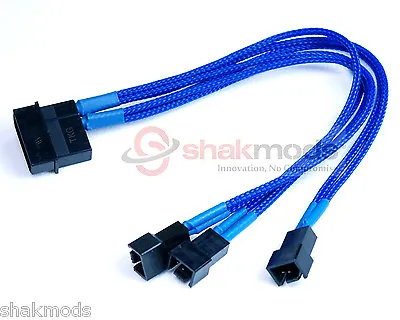 Shakmods Molex To 3 X 3pin Fan 20cm Y Splitter Power Cable 5v Dark Blue Sleeved • $7.45