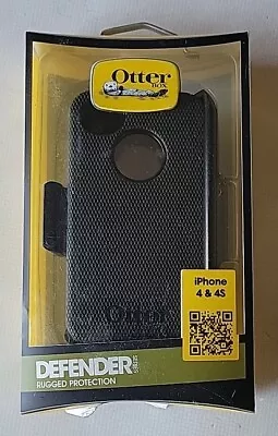 New OtterBox Defender Series Phone Black Case W/ Clip For IPhone 4 / 4S • $15