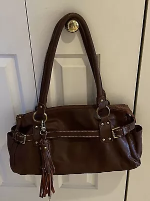 Vintage Visconti Genuine  Leather  Shoulder Handbag Brown NICE • $20