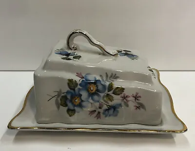 $39.99 • Buy Vintage Staffordshire Old Foley James Kent  Floral Cheese Butter Dish England