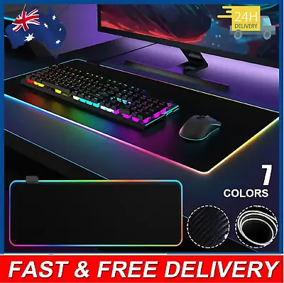 LED Gaming Mouse Pad Large RGB Extended Mousepad Keyboard Desk Anti-slip Mat Kit • $23.49