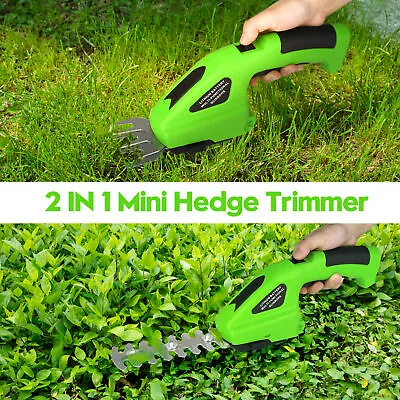 2 IN1 Cordless Hedge Trimmer Grass Shear Garden Handheld Hedge Shrub Cutter • £21.99