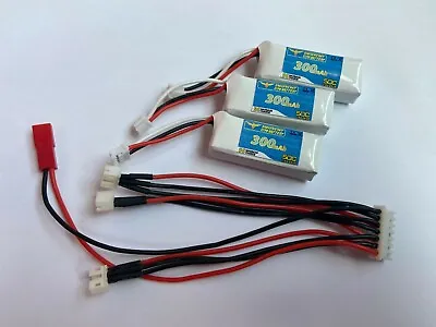 3X Blade MCPX BL 130 X UMX Planes 300mAh 7.4V 50C LiPo Battery W/ Charging Wire • $18.99