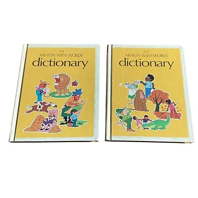 Vtg 1974 The My-Fun-With-Words Dictionary Set Of 2 Color Illustrated Education • $14.99