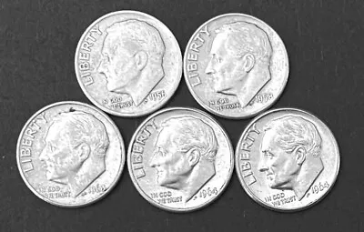 [Lot Of 5] Roosevelt SILVER  Dimes.    (R025) • $11.95