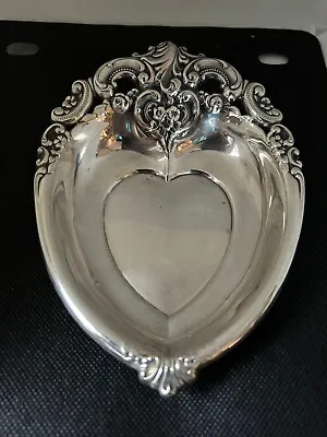 Vintage Wallace Sterling Grand Baroque Heart Shaped Calling Card Tray /Nut Dish • $72