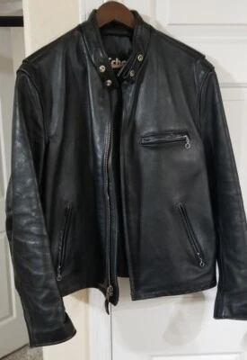 $499.99 • Buy Schott Leather Cafe Racer Motorcycle Jacket 141 L 42 Excellent Condition