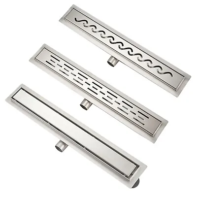 Linear Shower Drain Stainless Steel Wetroom Bathroom Channel Gully Trap Waste • £43.69