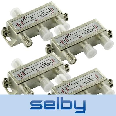 $19.95 • Buy 4 Pack 3-Way F-Type TV Antenna Aerial Splitter 5-2400MHz Power Pass Foxtel