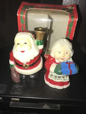 Vintage Ceramic Christmas Santa & Mrs.Claus Salt Pepper Shakers • $7