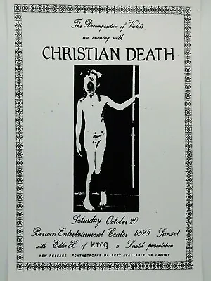 $14.95 • Buy Christian Death The Berwin Entertainment Center In Hollywood Punk Concert Poster