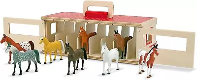Melissa & Doug Take-Along Show-Horse Stable With Wooden Box And 8 Toy Barn... • $39.40