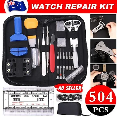 Watch Repair Tool Kit 504Pcs Watchmaker Back Case Opener Spring Pin Bars Remover • $30.99