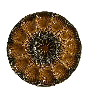 Large Antique Sarreguemines Majolica Oyster Platter Or Serving Plate • $198