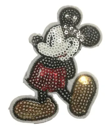 Mickey Mouse Sequin Iron-on Embroidered 3  Tall PATCH • $5.99