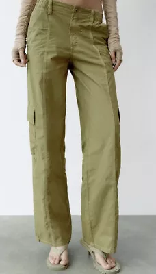 $25 • Buy ZARA Women MID-RISE PARACHUTE PANTS Size M Reg.$49.90