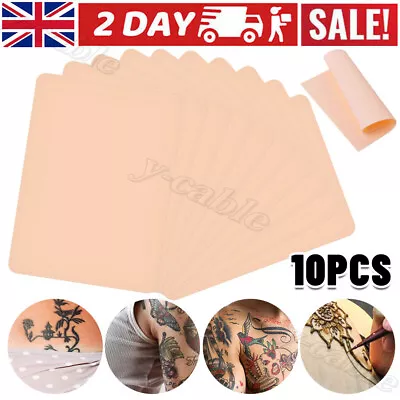 10x Tattoo Practice Fake Skin Blank Sheets Needle Machine Supply Training Tool • £6.98