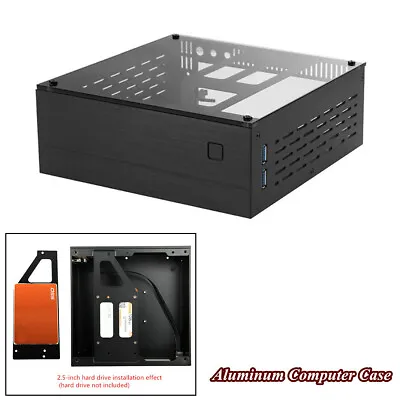 Black Aluminum AC-DC HTPC Computer Box Desktop PC Enclosure For MINI-ITX(17x17) • $134.53