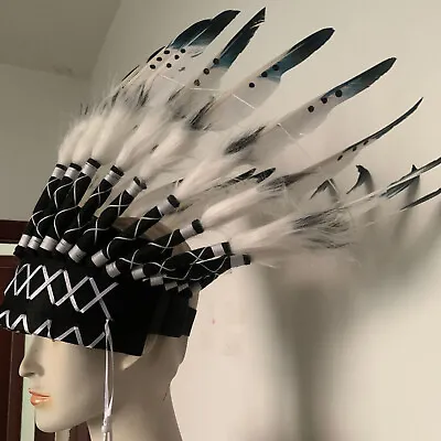 $25.50 • Buy Feather Headdress Indian Headdress Native American Feather Costume Cosplay New