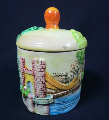 Lovely Vintage Marutomo Ware Marked T Preserve Pot Castle & Bridge Design • £14.97