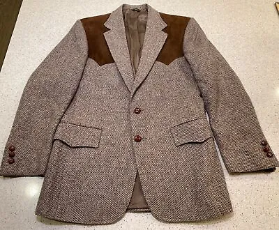 Vintage LEVIS Western Wear Wool Suede Tweed Sport Jacket/Blazer Sz 40 Made In US • $59.90