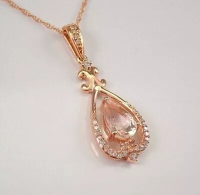 2Ct Pear Lab Created Morganite Diamond Women's Gift Pendant 14k Rose Gold Plated • $95.99