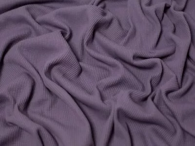 Minerva Cotton Waffle Textured Stretch Knit Fabric Purple Sage - Per Metre • £21.99
