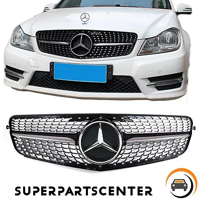 Chrome Diamond Front Grille Grill W/Star For Mercedes Benz W204 C250 C300 08-13 • $83.19