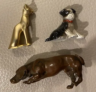 Vienna Bronze Miniature Dog And 2 Other  Vintage Metal Pets As Found Condition • $49