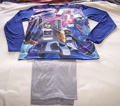 $19.29 • Buy Transformers Mens Blue Grey Printed 2 Piece Pyjama Set Size L New