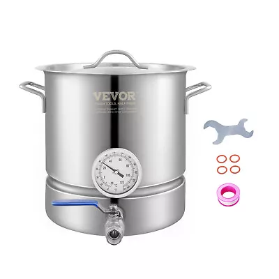 VEVOR Stainless Steel Home Brew Kettle Set 5/16 Gal Thermometer Beer Stock Pot • $69.99