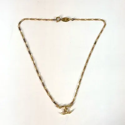 CHANEL Vintage CC CC Mark Accessories Chain Necklace Metal Gold • $976.80