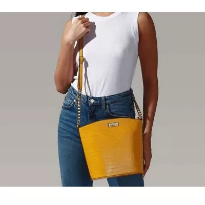 £29.99 • Buy Carvela (Kurt Geiger) Shoulder Cross Body Mustard Yellow Croc Bag
