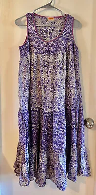 VTG 1970s Hippie Boho Festival Gauzy Dress India Coachella Cotton KAISER M / L • $128