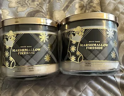 2 X Bath &  Body Works  MARSHMALLOW FIRESIDE 3-Wick Scented Candles  14.5 Oz NEW • $46.50