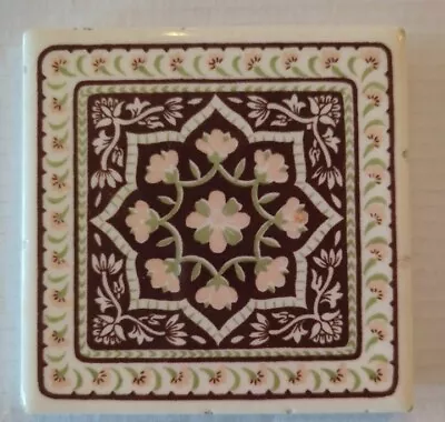 Vintage Art Deco Trivet With Flowers Design Ceramic Tile Decorative Home Decor • $8.99