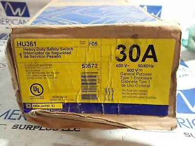 NEW SQUARE D HU361 30 Amp 600 Volt NON Fused Indoor 3 Phase Disconnect • $130