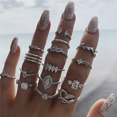 15Pcs/set Boho Midi Finger Ring Vintage Punk Boho Knuckle Rings Kit Jewelry AU • $5.12