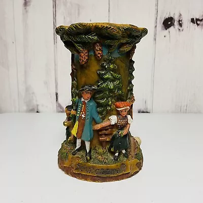 Vintage Gunter Kerzen Hand Carved Painted German Candle Family Forest Trees • $29.95